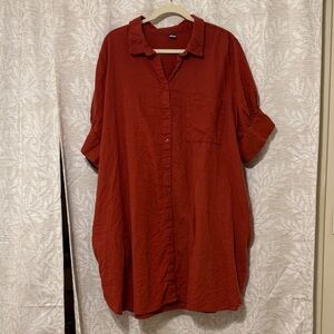 Old Navy Rust Button-Up Shirt Dress